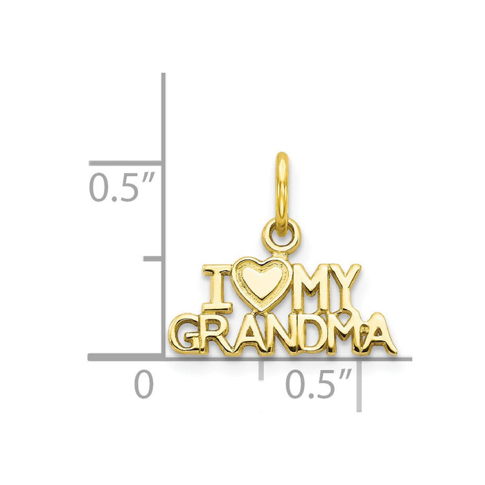 Million Charms 10K Yellow Gold Themed I Love My Grandma Charm