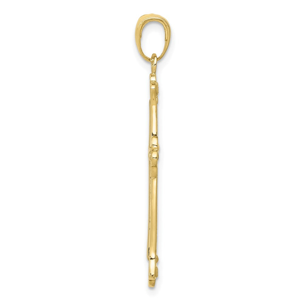 Million Charms 10K Two-Tone Relgious Cross In Budded Yellow Relgious Cross Frame Pendant