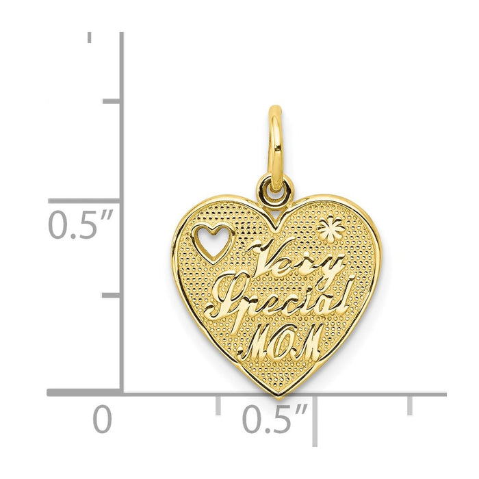 Million Charms 10K Yellow Gold Themed Very Special Mom Heart Charm