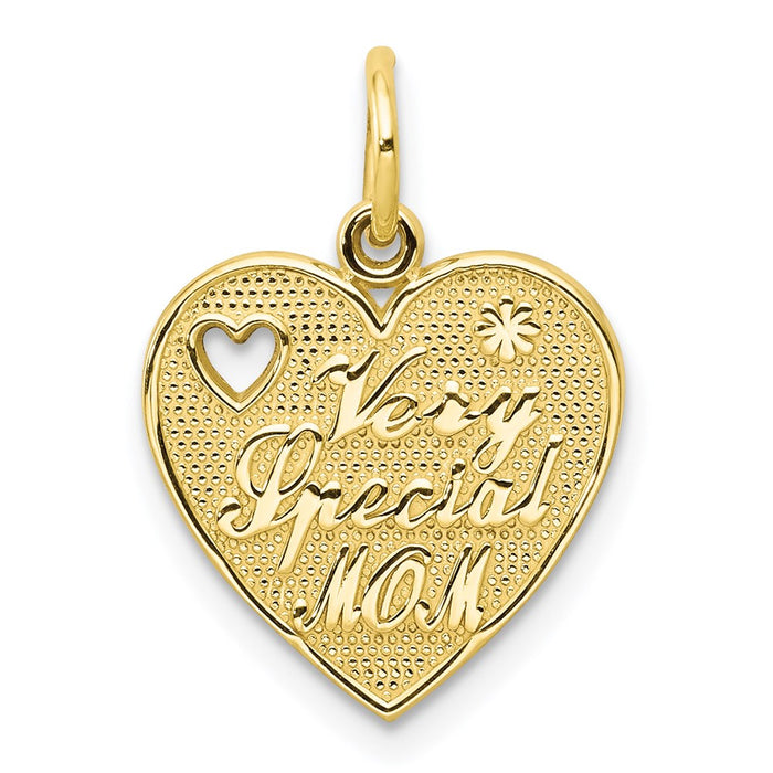 Million Charms 10K Yellow Gold Themed Very Special Mom Heart Charm