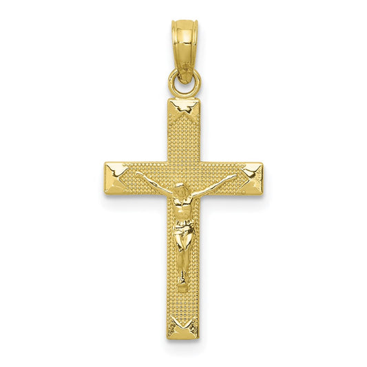 Million Charms 10K Yellow Gold Themed Relgious Crucifix Pendant