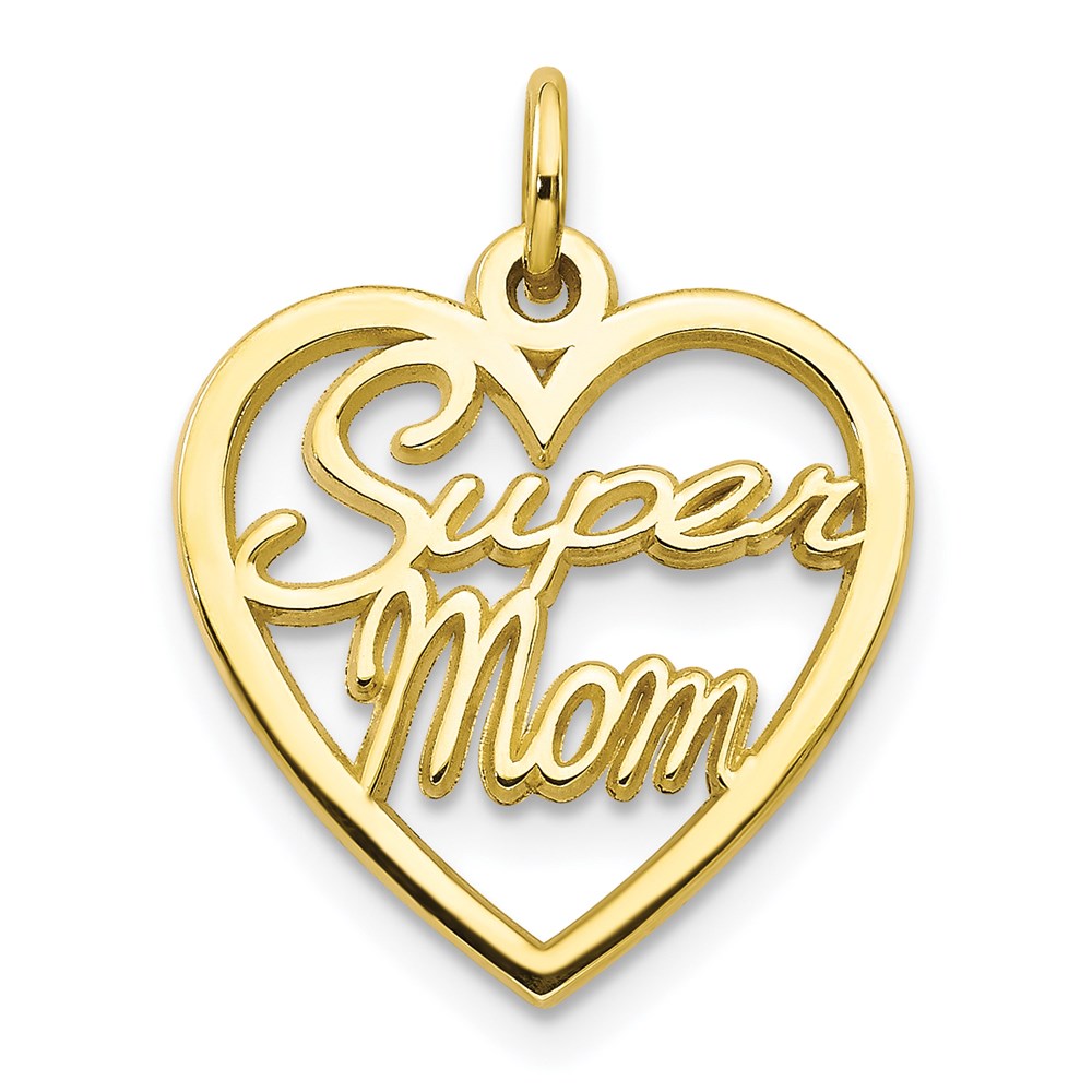 Million Charms 10K Yellow Gold Themed Super Mom Charm
