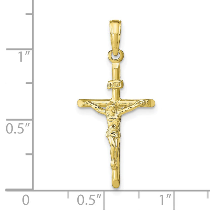 Million Charms 10K Yellow Gold Themed Stick Style Relgious Crucifix Pendant