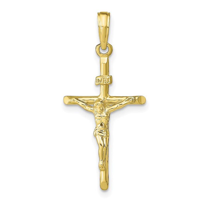 Million Charms 10K Yellow Gold Themed Stick Style Relgious Crucifix Pendant