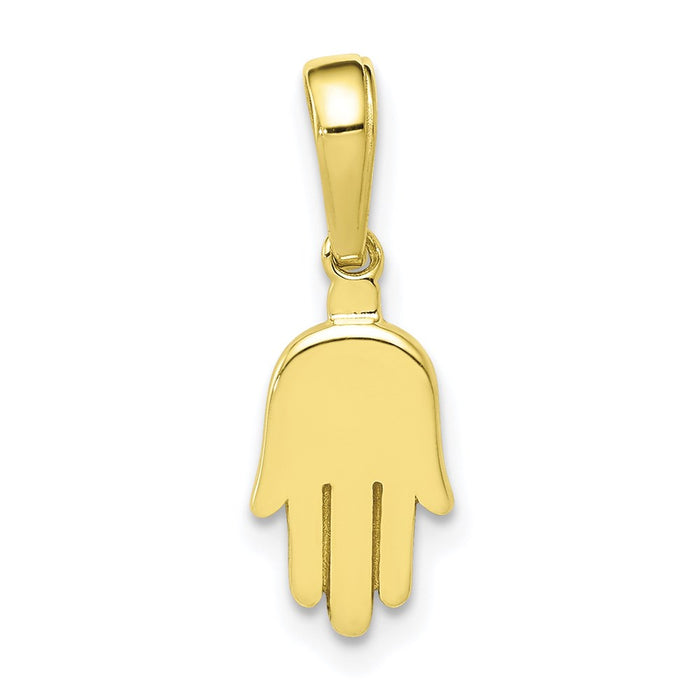 Million Charms 10K Yellow Gold Themed Small Solid Hamsa Pendant