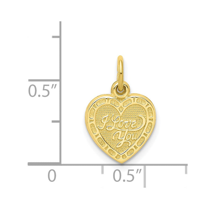 Million Charms 10K Yellow Gold Themed I Love You Heart Charm