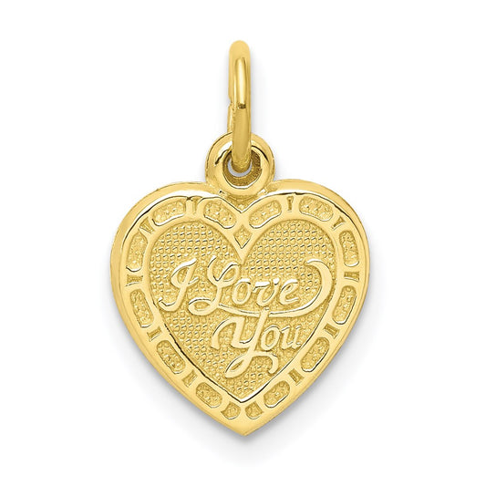 Million Charms 10K Yellow Gold Themed I Love You Heart Charm
