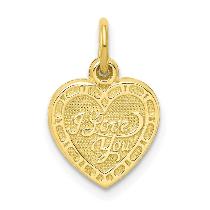 Million Charms 10K Yellow Gold Themed I Love You Heart Charm