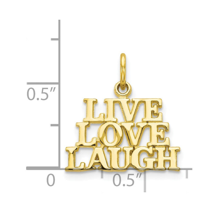 Million Charms 10K Yellow Gold Themed Live Love Laugh Charm