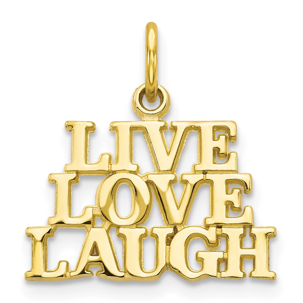 Million Charms 10K Yellow Gold Themed Live Love Laugh Charm