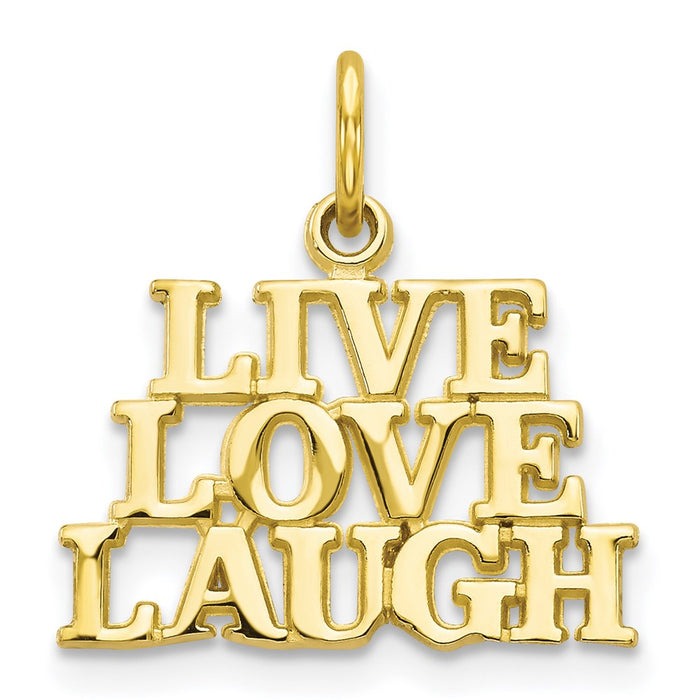 Million Charms 10K Yellow Gold Themed Live Love Laugh Charm