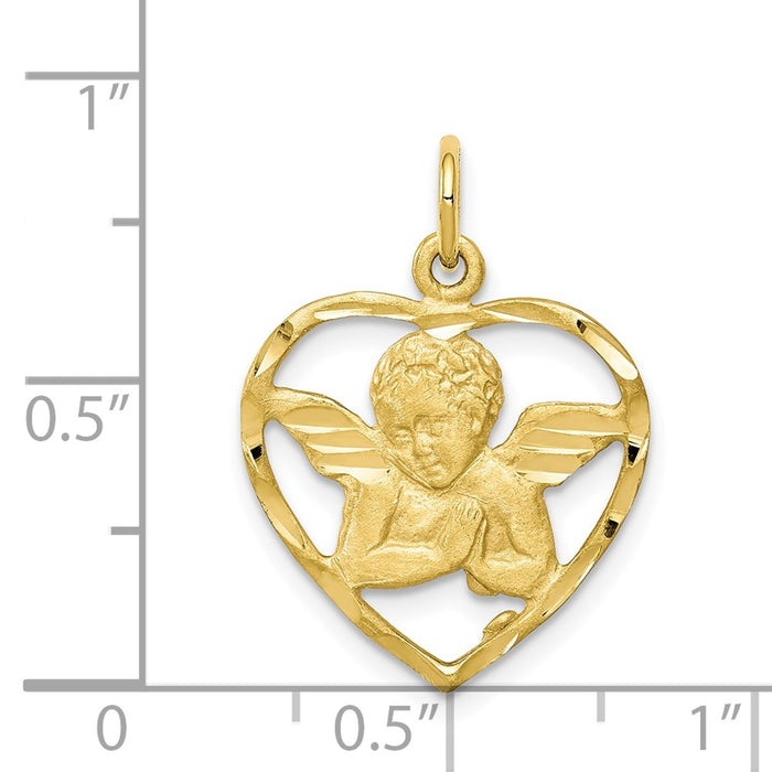Million Charms 10K Yellow Gold Themed Angel Heart Charm