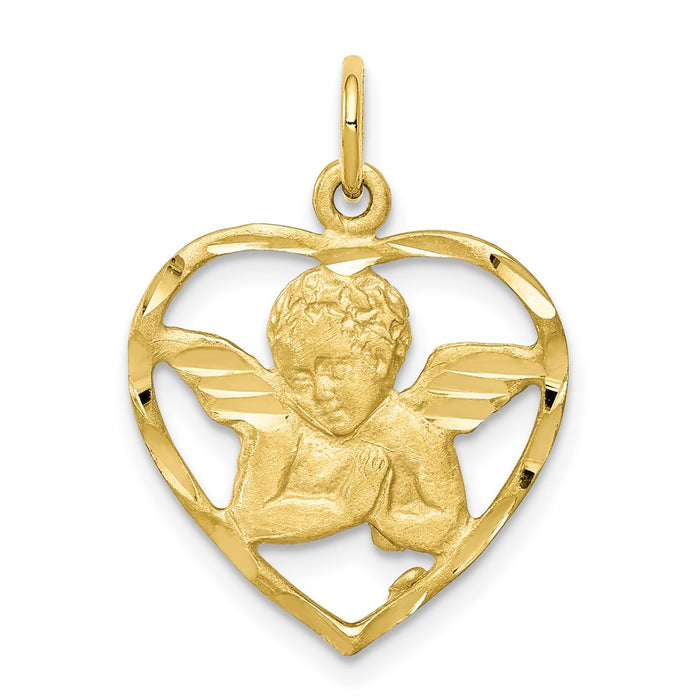 Million Charms 10K Yellow Gold Themed Angel Heart Charm