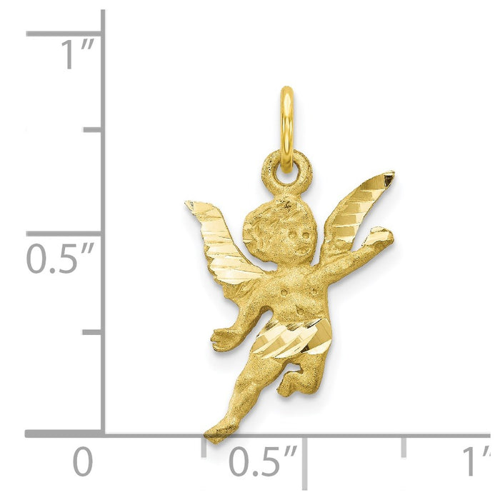 Million Charms 10K Yellow Gold Themed Solid Satin Angel Charm