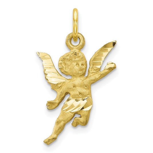 Million Charms 10K Yellow Gold Themed Solid Satin Angel Charm