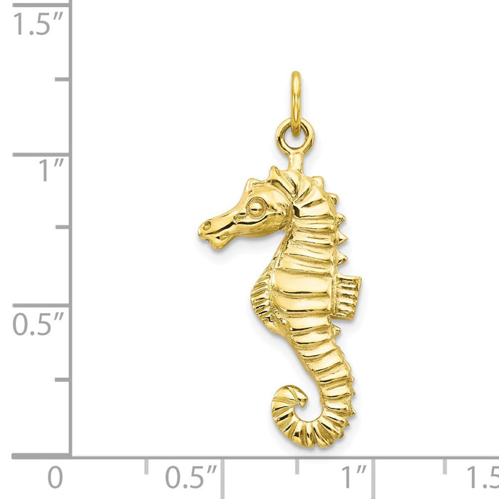 Million Charms 10K Yellow Gold Themed Nautical Seahorse Pendant
