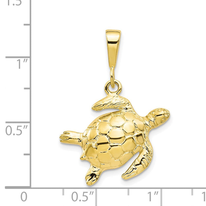 Million Charms 10K Yellow Gold Themed Turtle Pendant