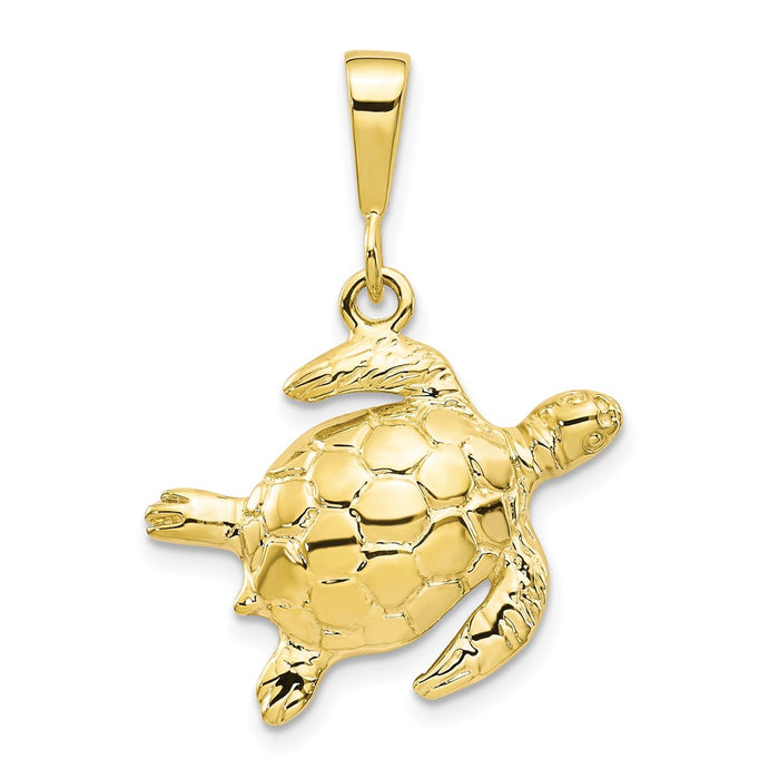 Million Charms 10K Yellow Gold Themed Turtle Pendant