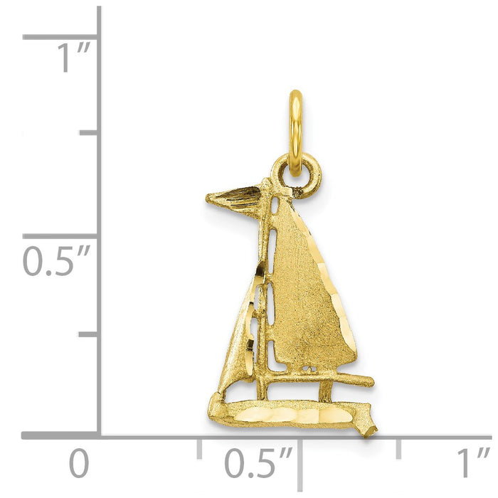 Million Charms 10K Yellow Gold Themed Nautical Sailboat Charm