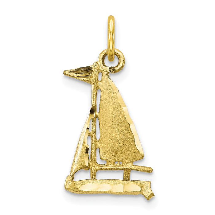 Million Charms 10K Yellow Gold Themed Nautical Sailboat Charm