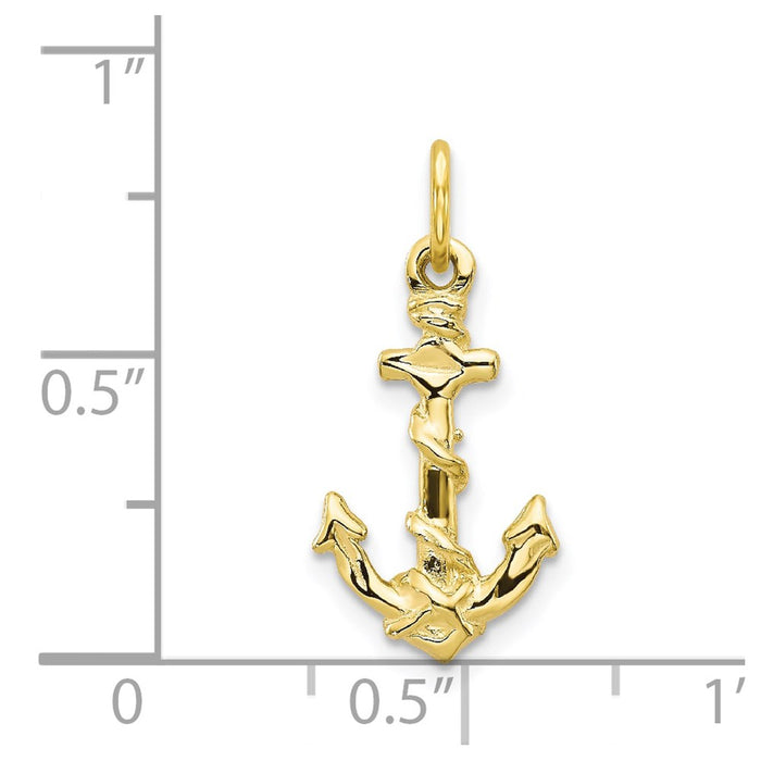 Million Charms 10K Yellow Gold Themed Nautical Anchor Pendant