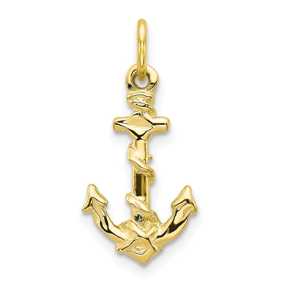 Million Charms 10K Yellow Gold Themed Nautical Anchor Pendant