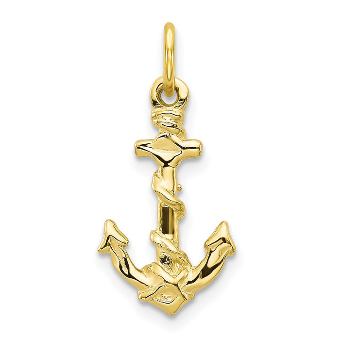 Million Charms 10K Yellow Gold Themed Nautical Anchor Pendant