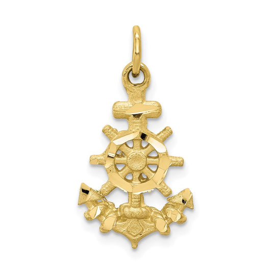Million Charms 10K Yellow Gold Themed Nautical Anchor Charm