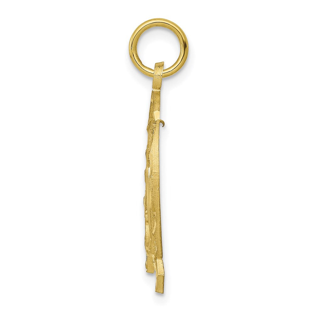 Million Charms 10K Yellow Gold Themed Solid Flat-Backed Horsehead In Horseshoe Charm