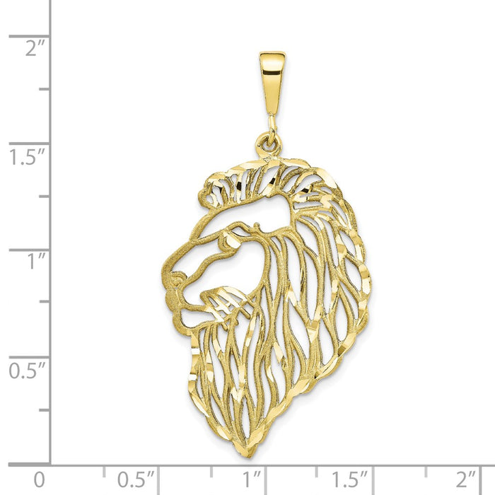 Million Charms 10K Yellow Gold Themed Solid Diamond-Cut Lions Head Charm