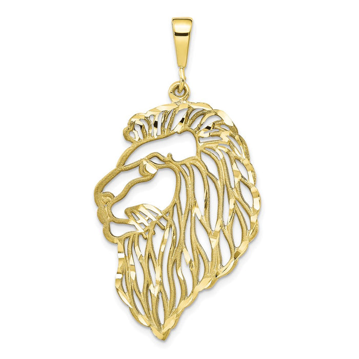 Million Charms 10K Yellow Gold Themed Solid Diamond-Cut Lions Head Charm