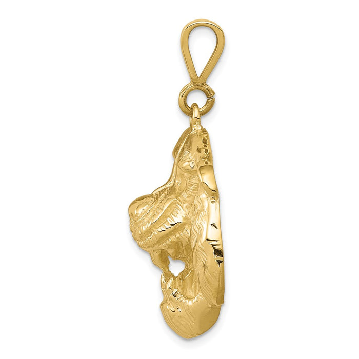 Million Charms 10K Yellow Gold Themed Solid Polished Tigers Head Charm