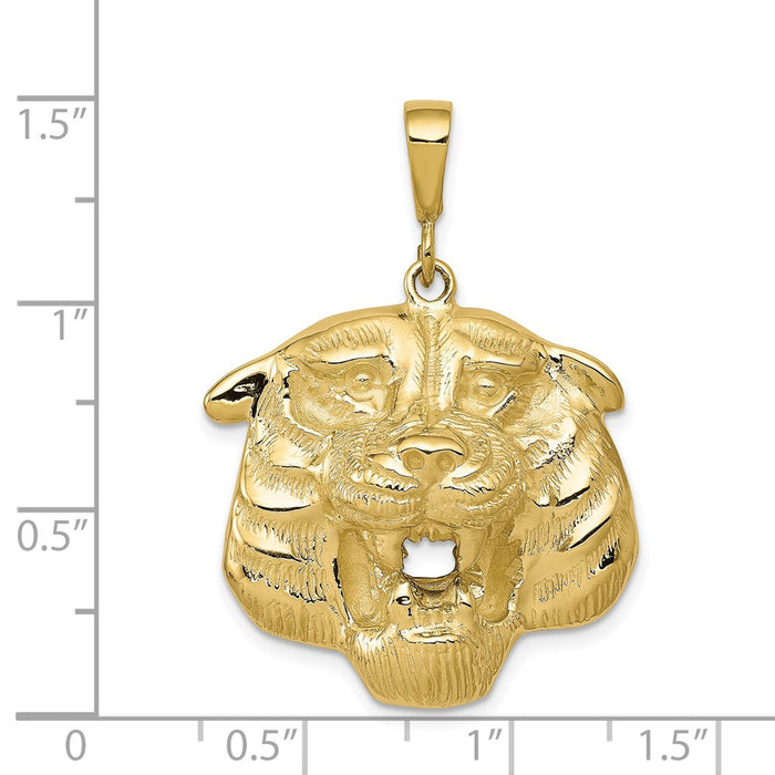 Million Charms 10K Yellow Gold Themed Solid Polished Tigers Head Charm