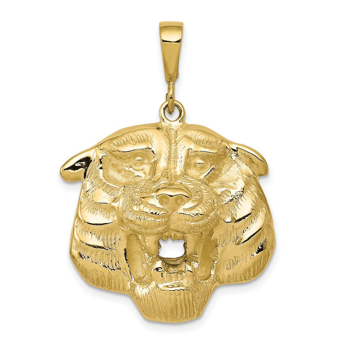 Million Charms 10K Yellow Gold Themed Solid Polished Tigers Head Charm