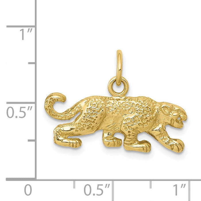 Million Charms 10K Yellow Gold Themed Solid Satin Small Leopard Charm