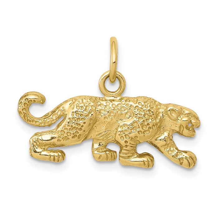 Million Charms 10K Yellow Gold Themed Solid Satin Small Leopard Charm