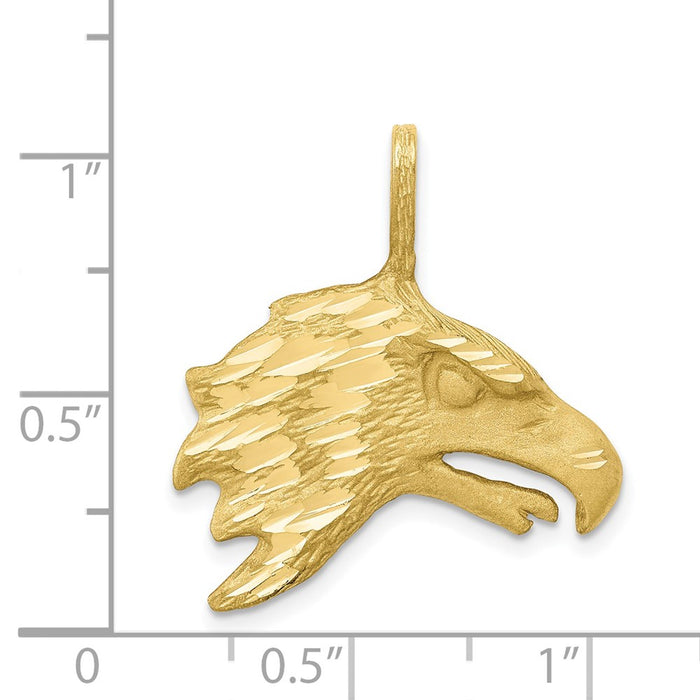 Million Charms 10K Yellow Gold Themed Solid Diamond-Cut Eagle Head Charm