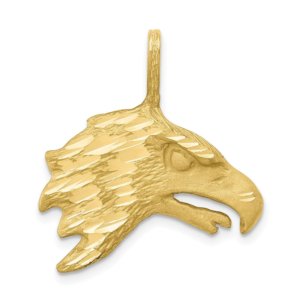 Million Charms 10K Yellow Gold Themed Solid Diamond-Cut Eagle Head Charm