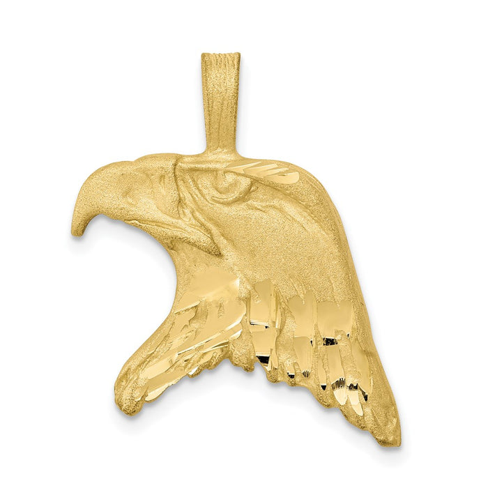 Million Charms 10K Yellow Gold Themed Solid Diamond-Cut Eagle Head Charm