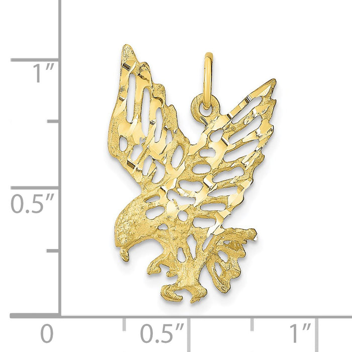 Million Charms 10K Yellow Gold Themed Solid Diamond-Cut Eagle Charm