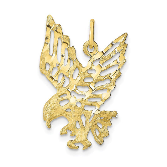Million Charms 10K Yellow Gold Themed Solid Diamond-Cut Eagle Charm