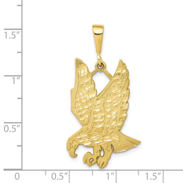 Million Charms 10K Yellow Gold Themed Solid Diamond-Cut Eagle Charm