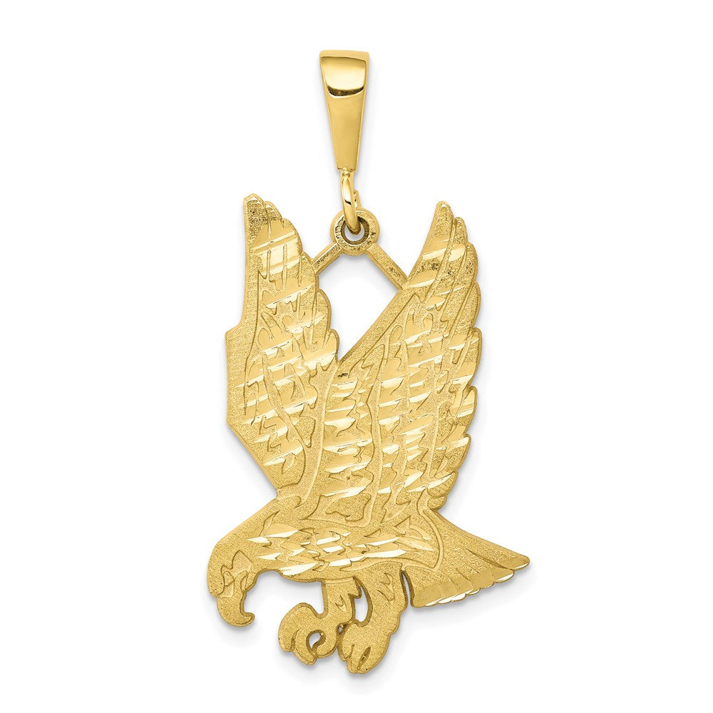 Million Charms 10K Yellow Gold Themed Solid Diamond-Cut Eagle Charm