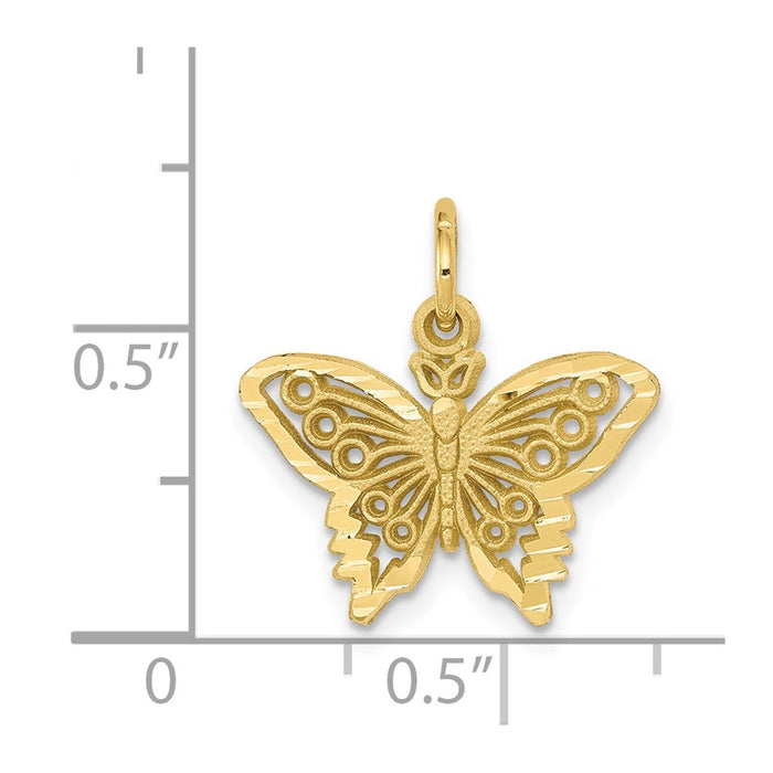 Million Charms 10K Yellow Gold Themed Butterfly Charm