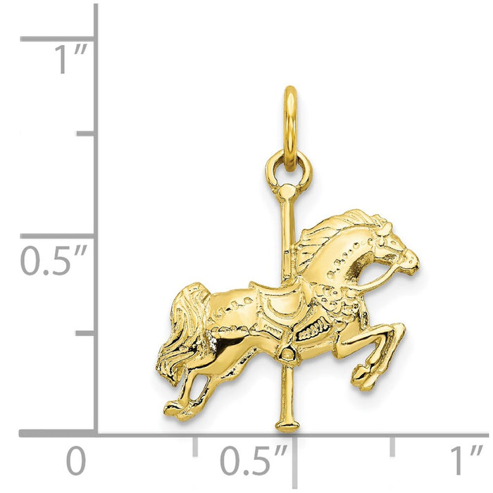 Million Charms 10K Yellow Gold Themed Solid Carousel Horse Charm