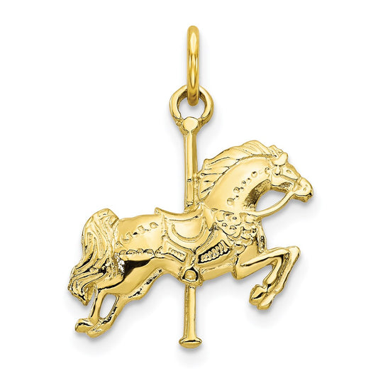 Million Charms 10K Yellow Gold Themed Solid Carousel Horse Charm