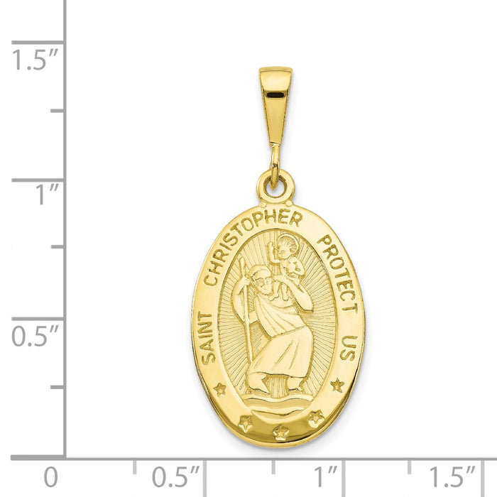 Million Charms 10K Yellow Gold Themed Religious Saint Christopher Medal