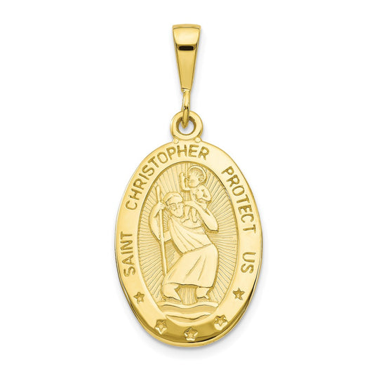 Million Charms 10K Yellow Gold Themed Religious Saint Christopher Medal