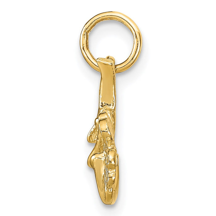 Million Charms 10K Yellow Gold Themed Solid Horseshoe Wishbone & Shamrock Charm