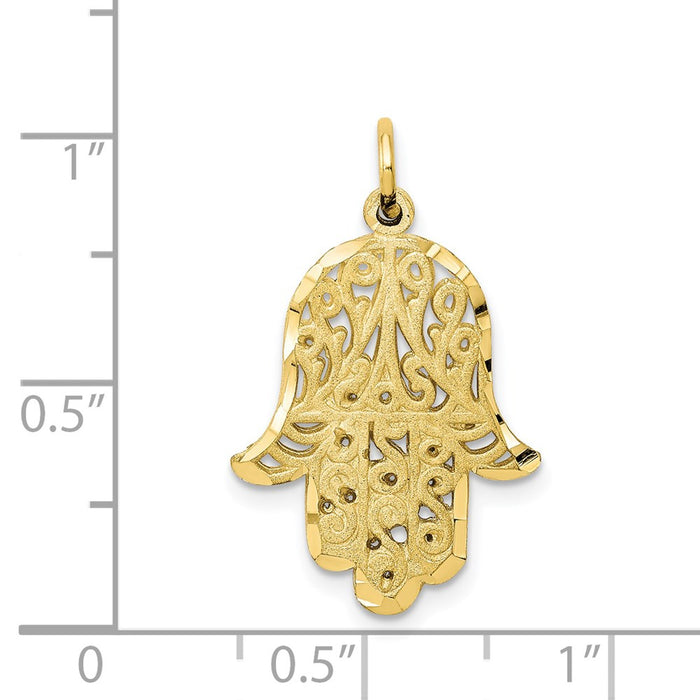 Million Charms 10K Yellow Gold Themed Filigree Chamseh Hand Charm